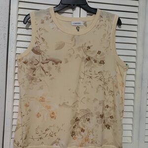 Calvin Klein Beige Floral Tank Top